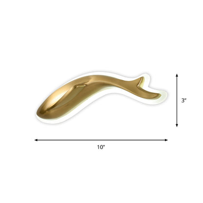 Rynx | Brass-Finish Fish-Like Flush Wall Light Postmodern LED Metal Wall Light, 10"/12" Wide
