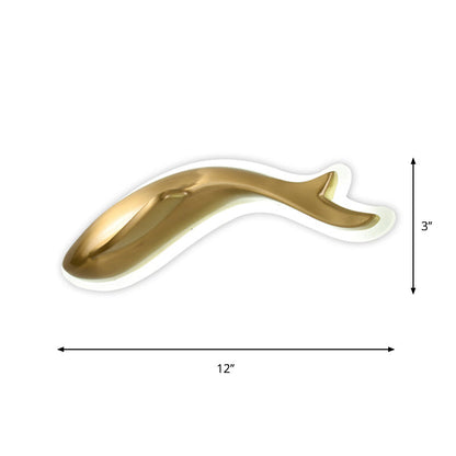 Rynx | Brass-Finish Fish-Like Flush Wall Light Postmodern LED Metal Wall Light, 10"/12" Wide