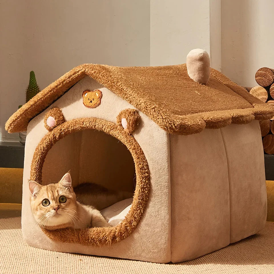 Rynx | Foldable Plush Dog House - Cozy Winter Pet Sleeping Nest