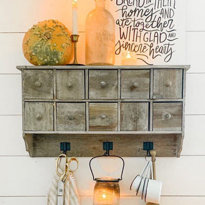 Rynx | Dulled wood 10 drawer wall shelf