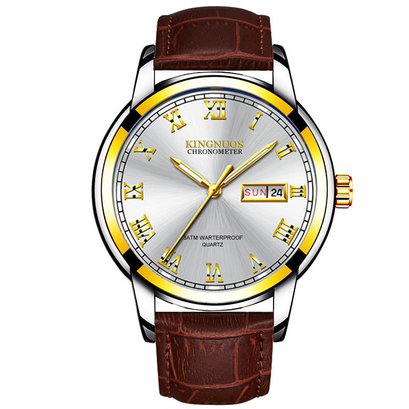 Rynx | Transnational Hot Double Calendar Steel Belt Watch Business Non-mechanical