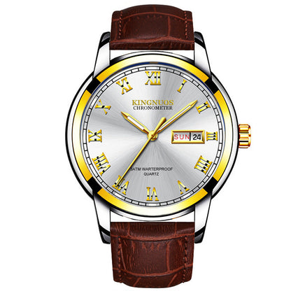 Rynx | Transnational Hot Double Calendar Steel Belt Watch Business Non-mechanical