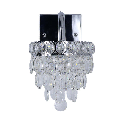 Rynx | Fringe LED Wall Lighting Ideas Modern Chrome Faceted Crystal Wall Lamp with Scroll Arm
