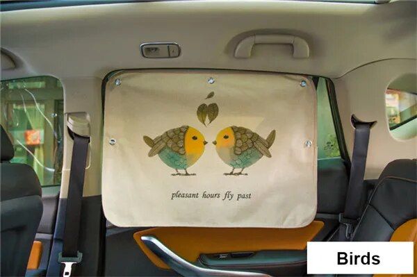 Rynx | Cute Cartoon Linen Car Sun Shade Curtain for Windshield and Side Windows - 70cm x 50cm