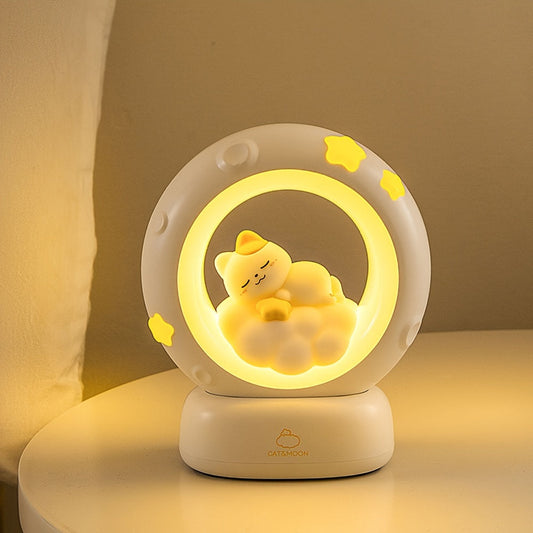 Rynx | SleepyCat - Cute Cat Night Light with USB Rechargeable Battery and Dimmable Light