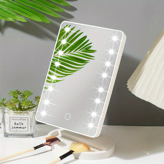 Rynx | 16 LED Lighted Makeup Mirror – Touch Screen Vanity Mirror, Battery and USB Powered, Adjustable Brightness, Portable Desktop Mirror for Dormitory and Bedroom ( Not Rechargeable )