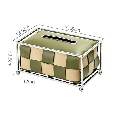 Rynx | light luxury style wrought iron leather chessboard tissue box living room woven paper box restaurant tissue storage box