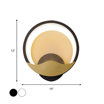 Rynx | Ring Nightstand Wall Light Metal LED Modern Wall Light Fixture with Panel from Acrylic Shade in Black-Gold/White-Gold, White/Warm Light