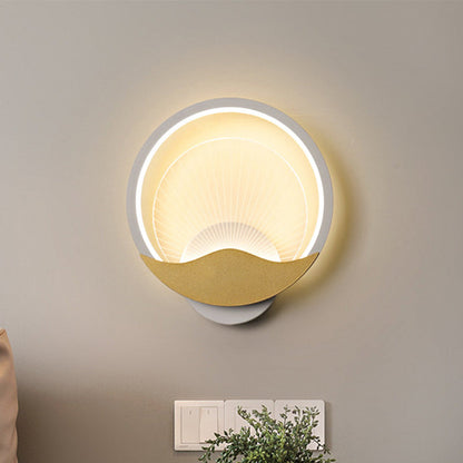 Rynx | Ring Nightstand Wall Light Metal LED Modern Wall Light Fixture with Panel from Acrylic Shade in Black-Gold/White-Gold, White/Warm Light
