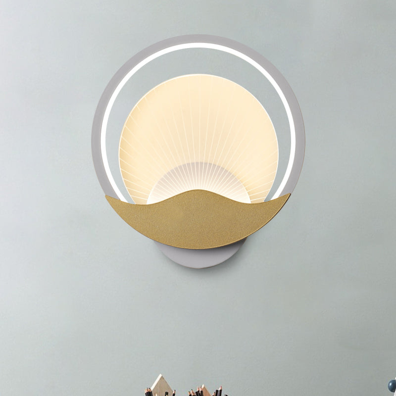 Rynx | Ring Nightstand Wall Light Metal LED Modern Wall Light Fixture with Panel from Acrylic Shade in Black-Gold/White-Gold, White/Warm Light