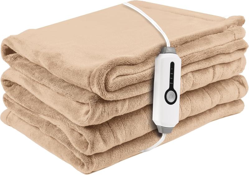 Rynx | Heated electric throw blanket, cozy flannel heating blanket with 4 heat settings