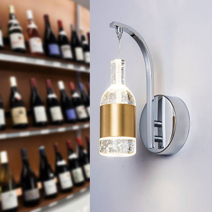 Rynx | Modern Wine Bottle Wall Light Seedy Crystal LED Wall Mounted Light Fixture in Chrome