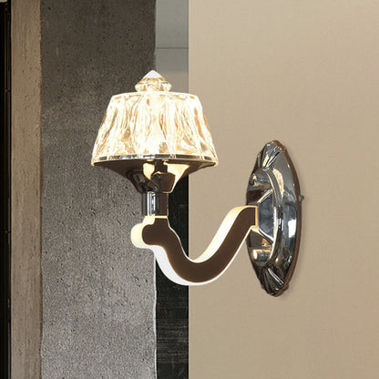 Rynx | Clear Crystal Chrome Wall Light Narrow 1/2-Bulb Modern Wall Light with Illuminated Arm
