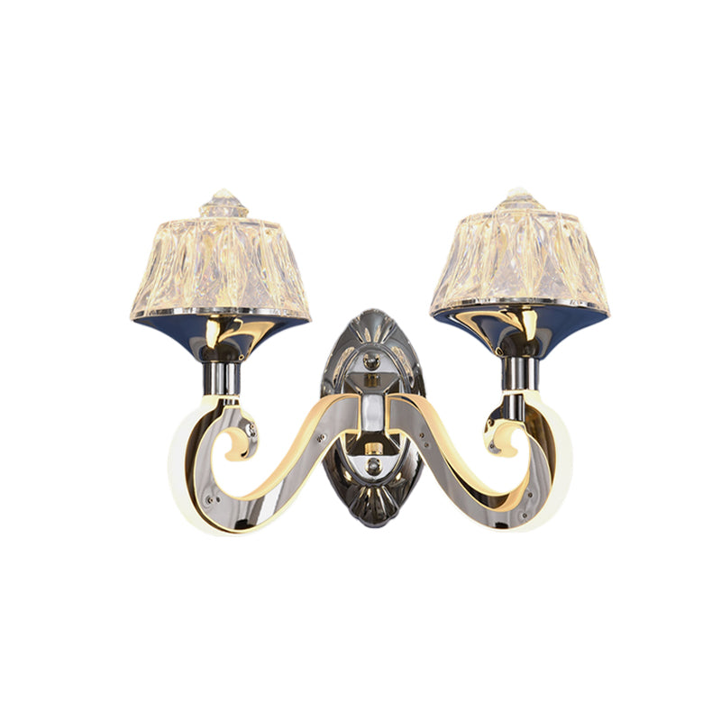 Rynx | Clear Crystal Chrome Wall Light Narrow 1/2-Bulb Modern Wall Light with Illuminated Arm