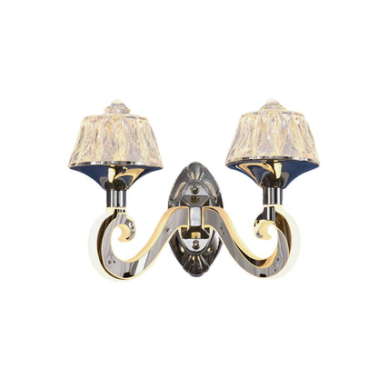 Rynx | Clear Crystal Chrome Wall Light Narrow 1/2-Bulb Modern Wall Light with Illuminated Arm