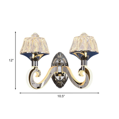 Rynx | Clear Crystal Chrome Wall Light Narrow 1/2-Bulb Modern Wall Light with Illuminated Arm