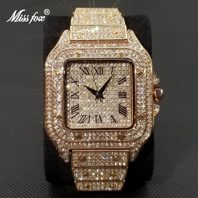 RYNX | Missfox Ice Out Square Watch For Men