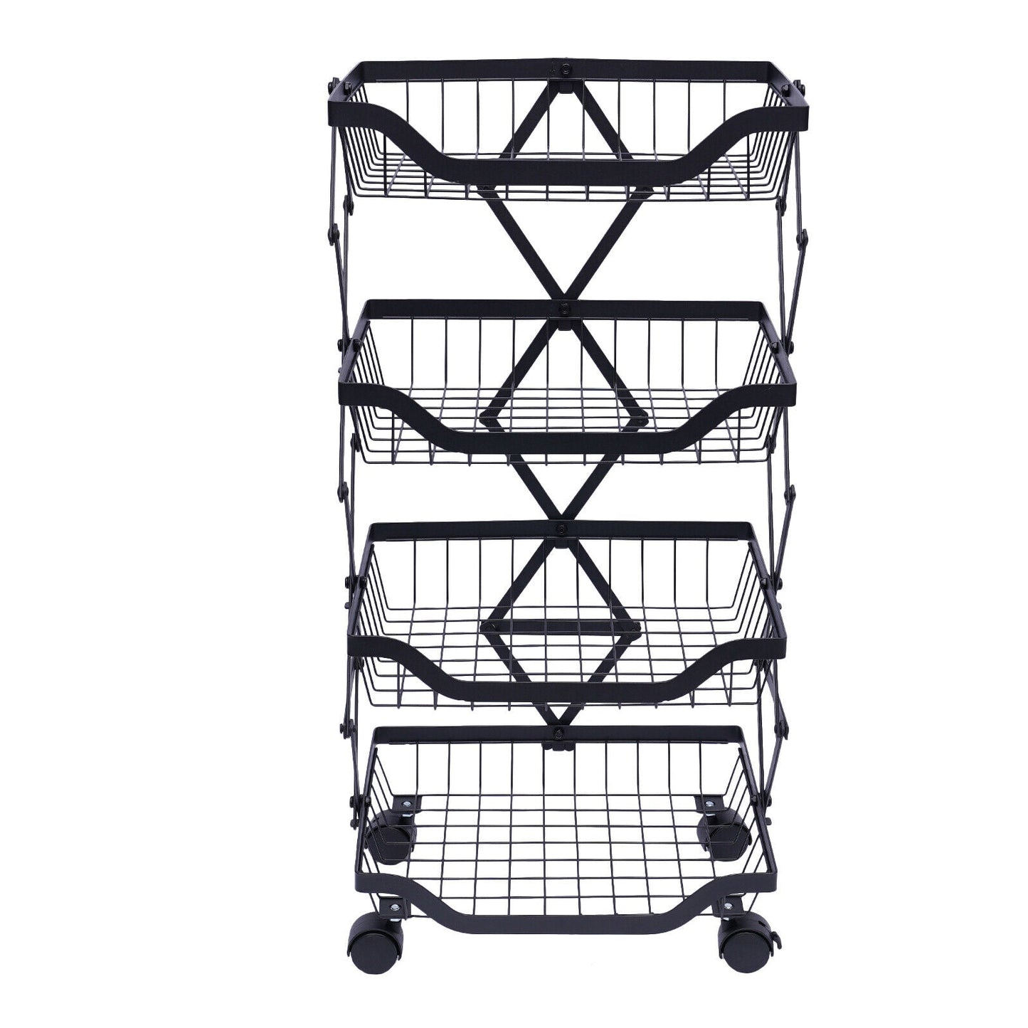 Rynx | Roll cart stackable fruit vegetable basket storage shelf 4 tiers
