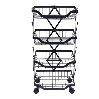 Rynx | Roll cart stackable fruit vegetable basket storage shelf 4 tiers