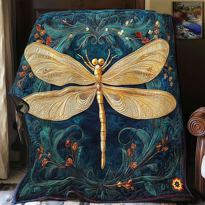 Rynx | Abstract Gold Dragonfly Quilt