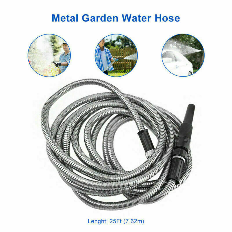 RYNX | 30m Garden Hose Stainless Steel Metal Super Tough & Flexible Water Hose