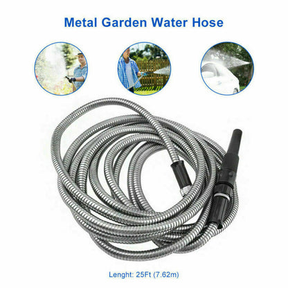 RYNX | 30m Garden Hose Stainless Steel Metal Super Tough & Flexible Water Hose