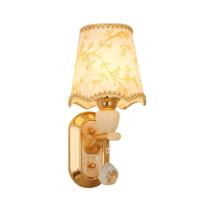 Rynx | 1 Head Bedroom Wall Mount Lamp Traditional Gold Finish Wall Lighting with Curved Shade