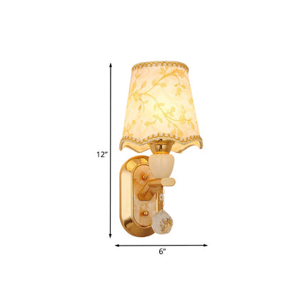 Rynx | 1 Head Bedroom Wall Mount Lamp Traditional Gold Finish Wall Lighting with Curved Shade
