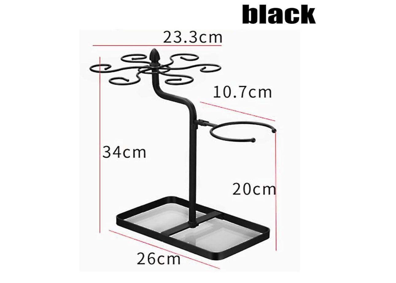 Rynx | MHome Wine Glass Hanging Rack with 6 Hooks, Metal Iron Free-standing Wine Holder, Bronze, Black, Wine Glass Rack for Kitchen Counter, Multifunctional
