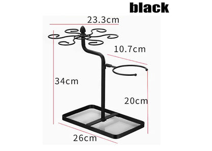 Rynx | MHome Wine Glass Hanging Rack with 6 Hooks, Metal Iron Free-standing Wine Holder, Bronze, Black, Wine Glass Rack for Kitchen Counter, Multifunctional