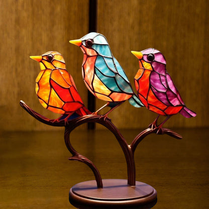 Rynx | VöGel On Branches Colored Acrylic Ornaments, Double-Sided Multicolored Style