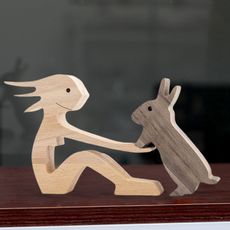 Rynx | Gift for Animal Lovers - Wooden Sculpture Table Ornaments - The Love Between You and Your Furry Friend
