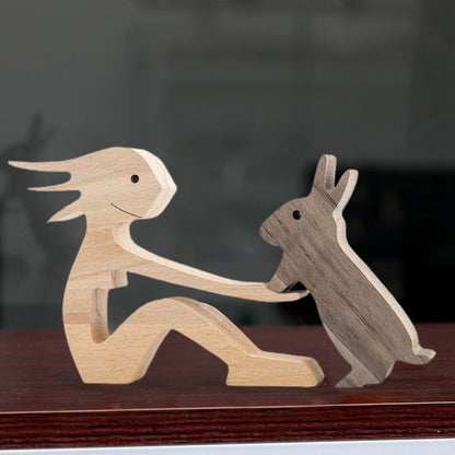 Rynx | Gift for Animal Lovers - Wooden Sculpture Table Ornaments - The Love Between You and Your Furry Friend