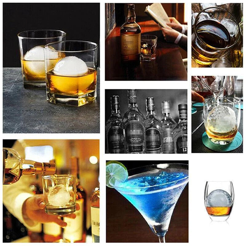 Rynx | Round Cylindrical Ice Ball Maker - 4 Perfect Refreshing Ice Sphere Cubes