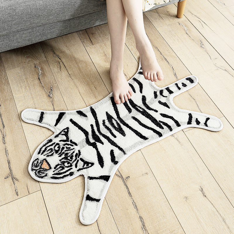Rynx | Beautiful tiger bath mat bedroom rug, animal soft plush water-absorbent rug, machine washable