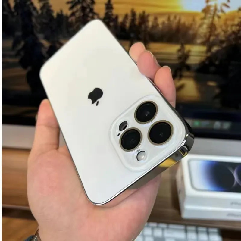 RYNX | [1+1 Free] Galvanized Matte Acrylic Tempered Glass Iphone Protective Case White [1+1 FREE]