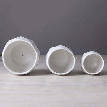 Rynx | GeoBloom Round Diamond Ceramic Succulent Pots | Modern Design | Various Sizes