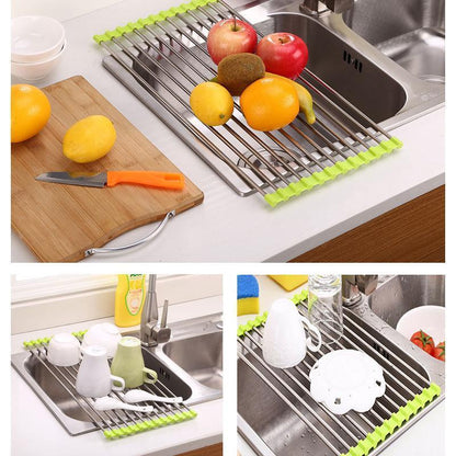 Rynx | Stainless Steel Roll Up Dish Drainer, Collapsible