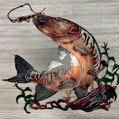 Rynx | Solo Mallard Hunting & Trout Fishing Scene Creative Metal Wall Art Craft