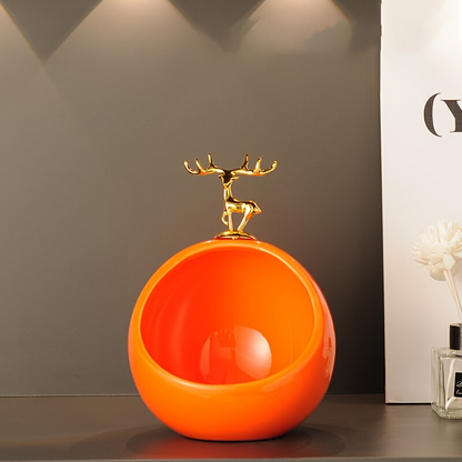 Rynx | DeerBox - Modern Ceramic Storage Bowl with Metal Heart Lid