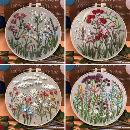 RYNX | Flower Package With Embroidery Hoops For Beginners 1 set (A+B+C+D)