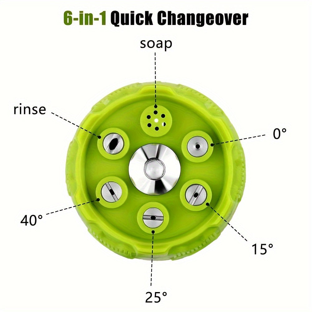 Rynx | 5-in-1 High Pressure Washer Spray Nozzle - Universal Quick Connect, Multi-Angle Watering Tool with Adjustable Tips (0°, 15°, 25°, 40°) and Soap Dispenser for Garden, Vehicle, and Surface Cleaning