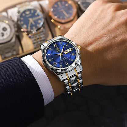 Rynx | Luxury Stainless Steel Quartz Men's Watch with Luminous Date Week Display