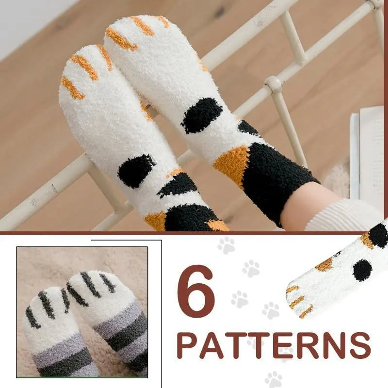 Rynx | Cozy Cat Paw Socks – Plush Fleece Ankle Socks with Elastic Fit