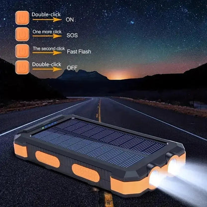 Rynx | ChargePro Solar Powerbank | Wireless Charger | 15W Fast Charging Function | 6 Outputs | Integrated Cables | Portable & Waterproof