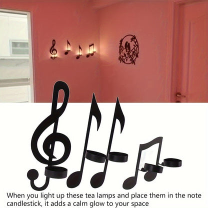 Rynx | Musical Notes Wall Candelabra Set - Metal Wall Decoration for Creative Candle Holders