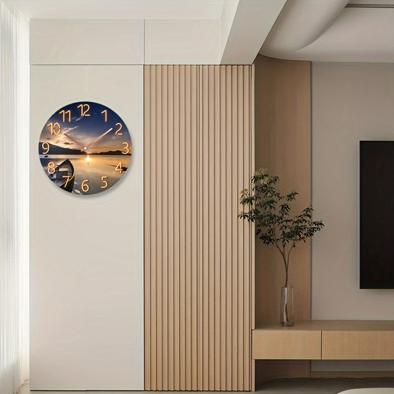 Rynx | 12-Inch Round Silent Wall Clock - Glass, Modern Design
