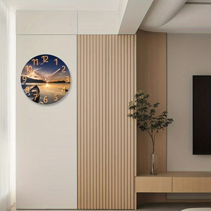 Rynx | 12-Inch Round Silent Wall Clock - Glass, Modern Design