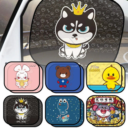 Rynx | Adorable Animal Cartoon Car Window Sunshades - 2PCS, Universal Fit, Anti-UV, Privacy Protection