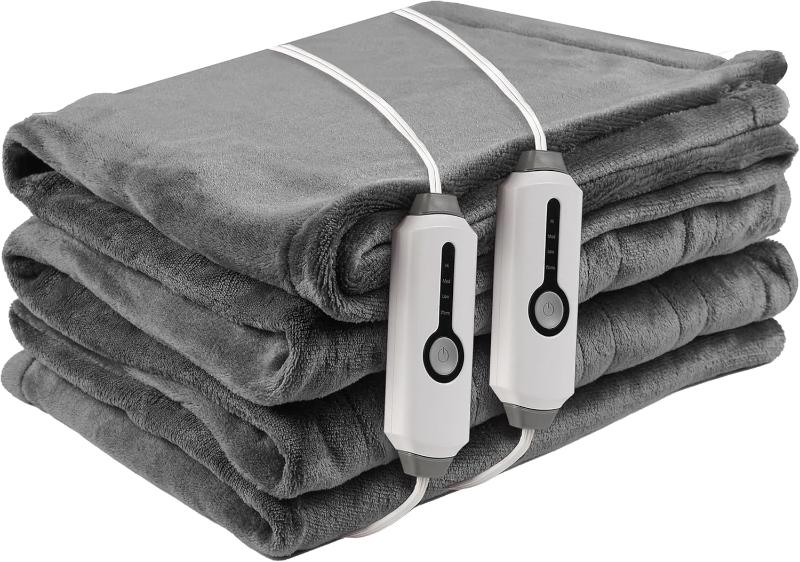 Rynx | Heated electric throw blanket, cozy flannel heating blanket with 4 heat settings